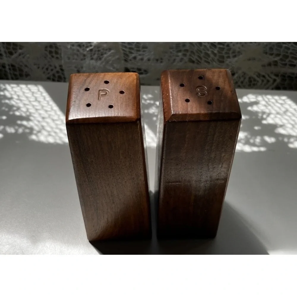 Vintage MCM Wooden Shakers Salt Pepper 1970s Style Dining